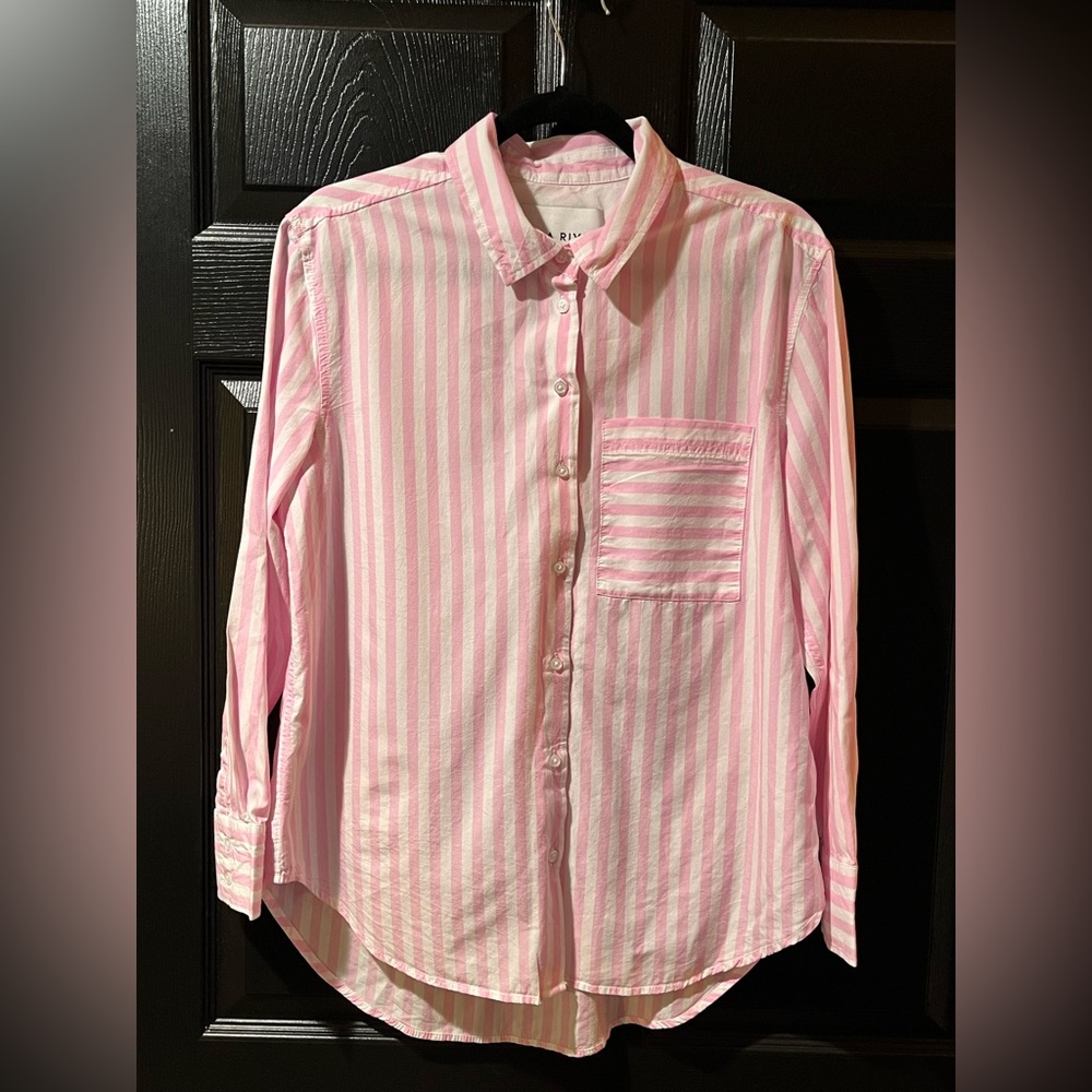 Lola River Pink & White Striped Pintuck Shirt